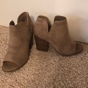 Stacked heel booties - taupe